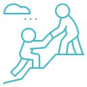 A mentor helping a person up a hill icon